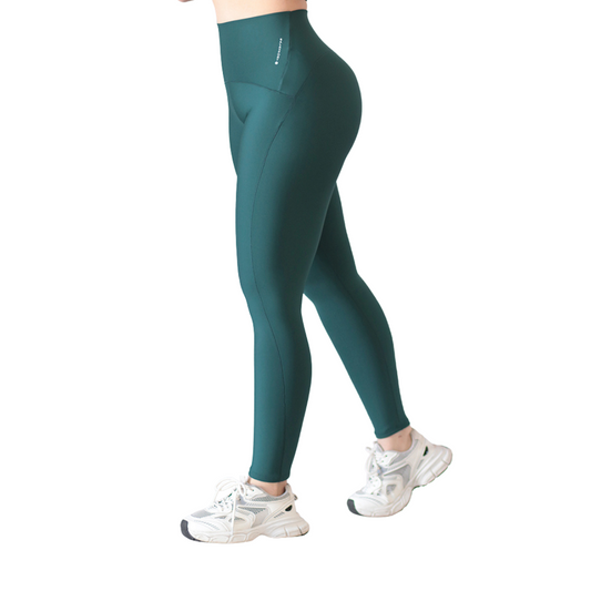 Leggings Deportivos para Mujer Fitness: Efecto Básico, Cintura Alta, Textil Lycra Transpirable con Acabado Liso, Color Verde Botella | Adriana Olimpo