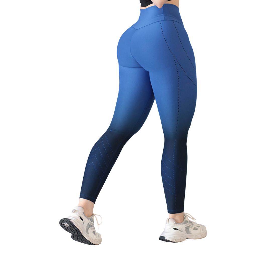 Leggings Deportivos para Mujer Fitness: Efecto Básico, Cintura Alta,  Texti  Lycra Transpirable con Acabado Liso, Color Azul Real Degradado | Adriana Olimpo