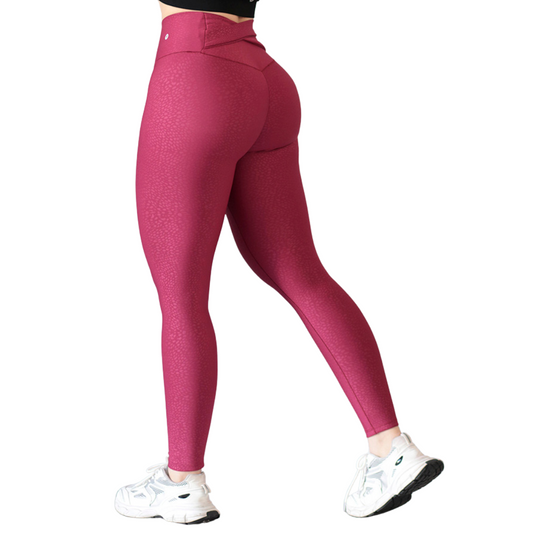 Leggings Deportivos para Mujer Fitness: Efecto Push Up, Cintura Alta, Textil Lycra Transpirable Texturizado con Relieves Reptil, Color Tinta | Adriana Olimpo