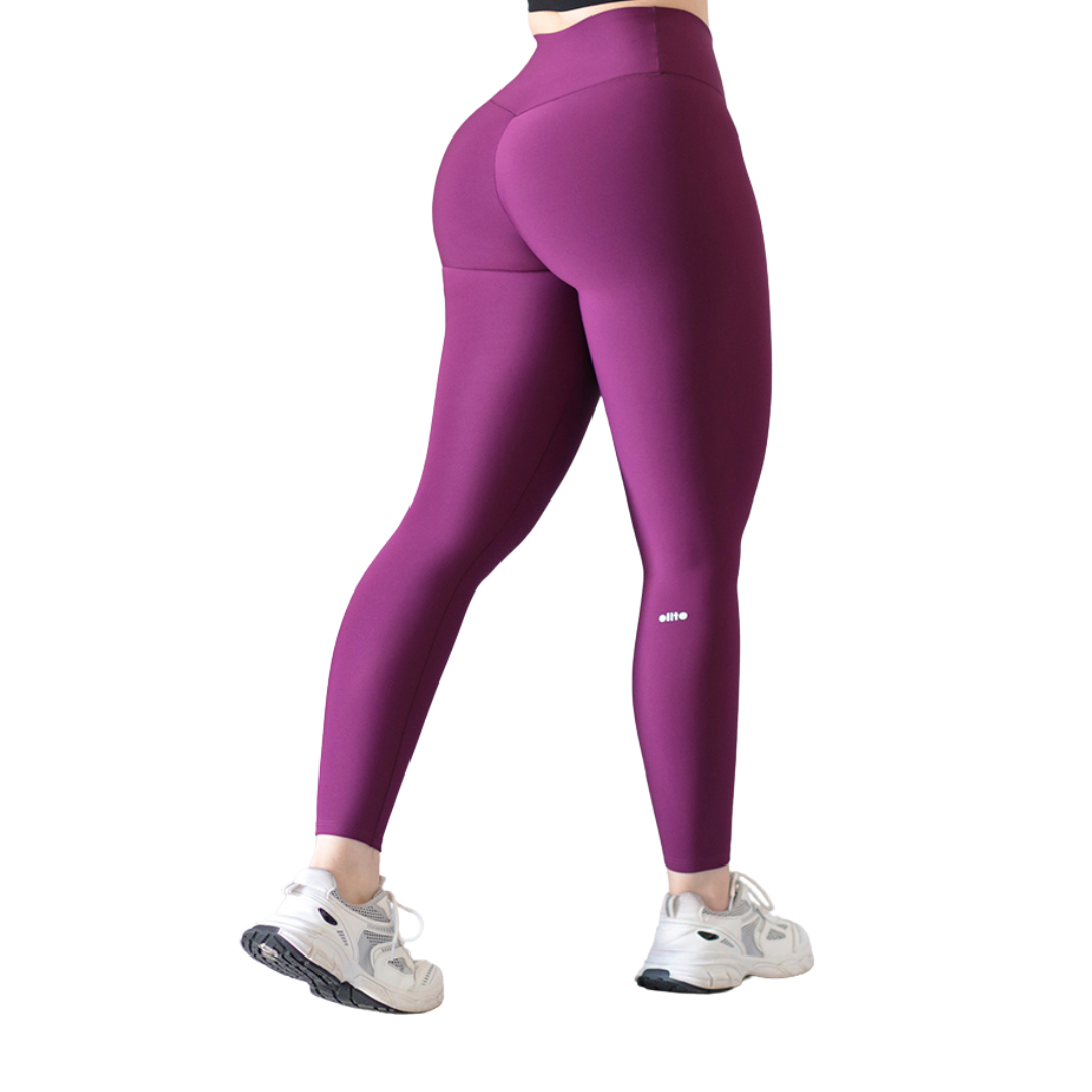 Leggings Deportivos para Mujer Fitness: Efecto Push Up, Cintura Alta, Textil Lycra Transpirable con Acabado Liso, Color Morado Revolution | Adriana Olimpo