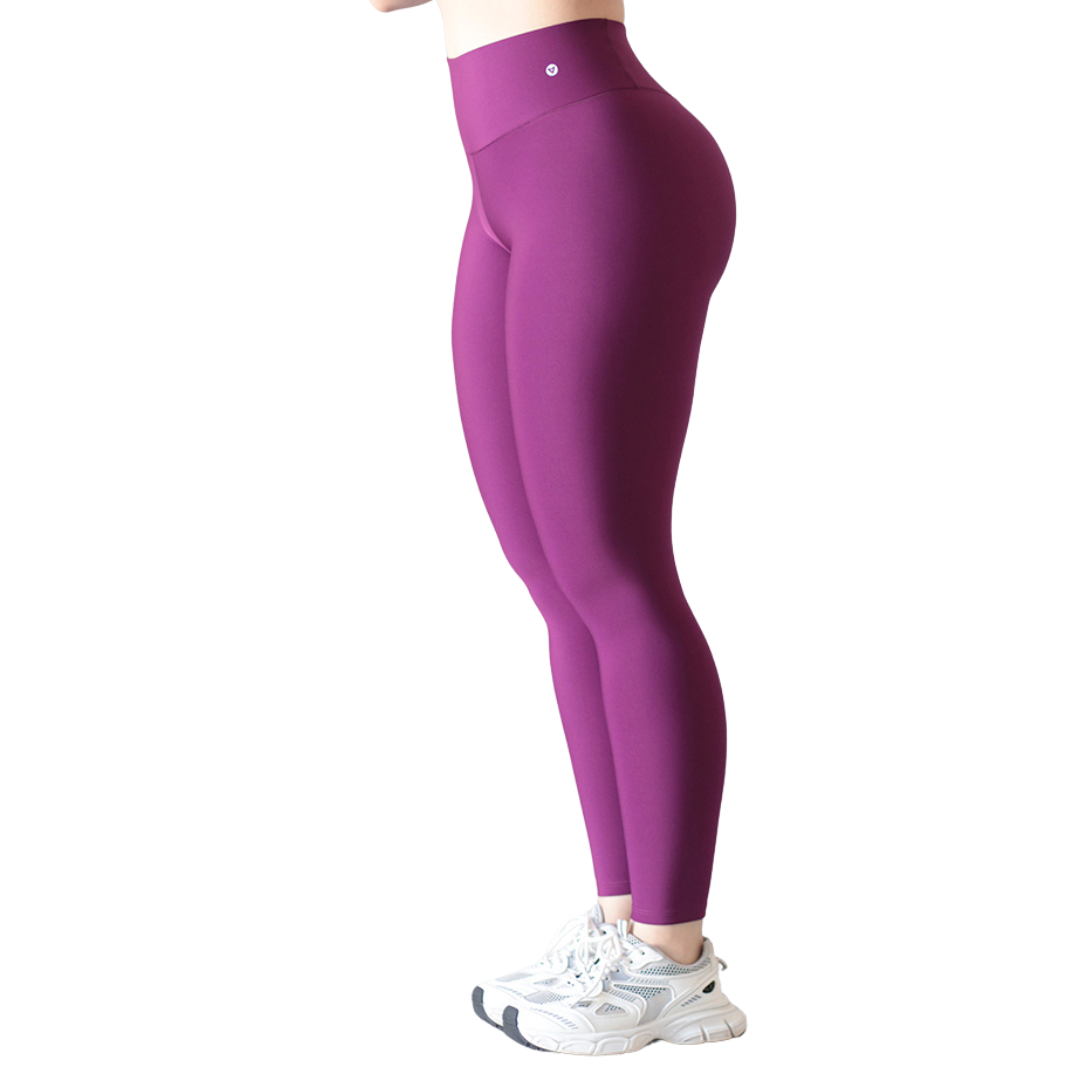 Leggings Deportivos para Mujer Fitness: Efecto Push Up, Cintura Alta, Textil Lycra Transpirable con Acabado Liso, Color Morado Revolution | Adriana Olimpo