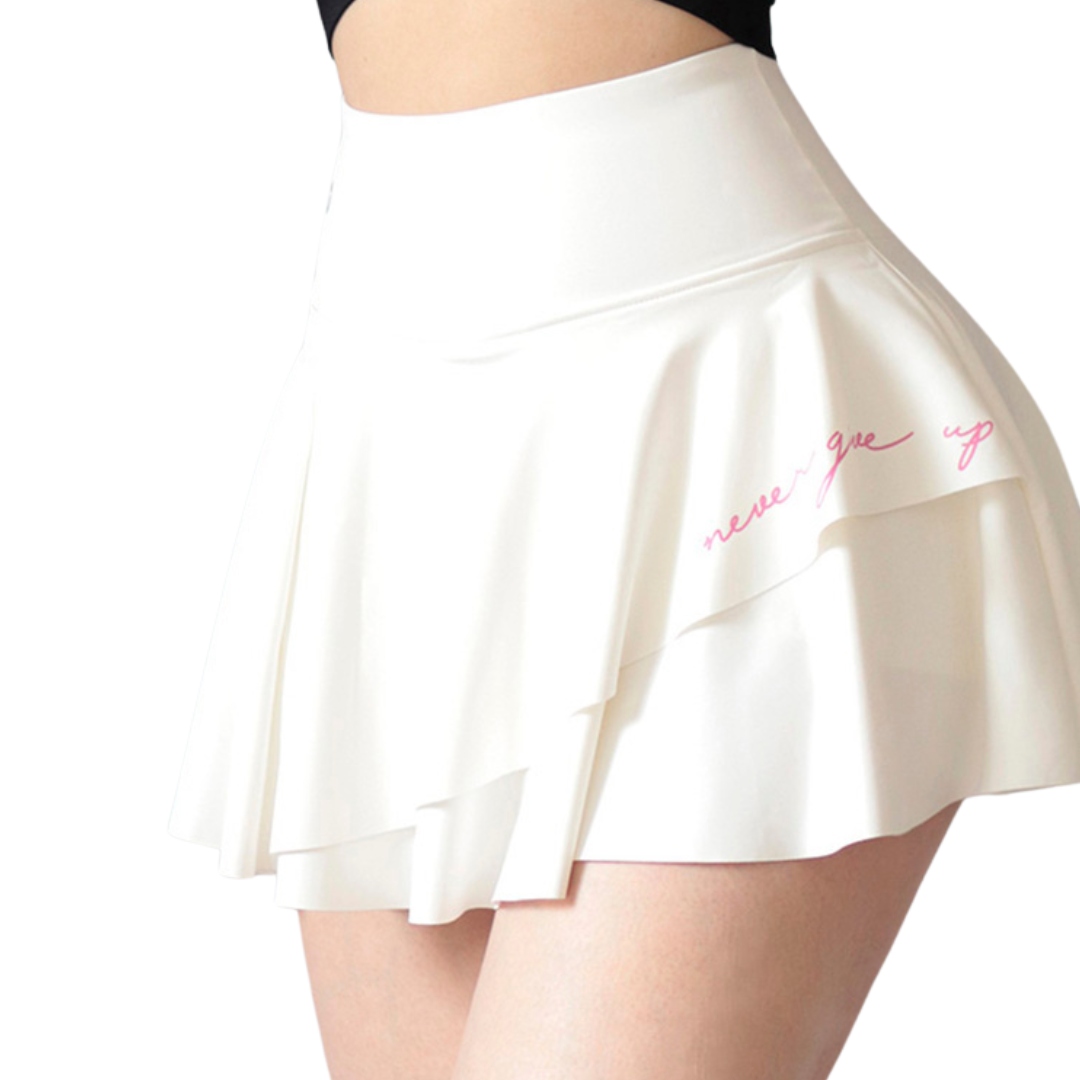 Falda Shorts Deportiva para Mujer Fitness: Banda ancha, Ajuste perfecto, Textil Lycra Transpirable con Acabado Liso, Color Blanca | Adriana Olimpo